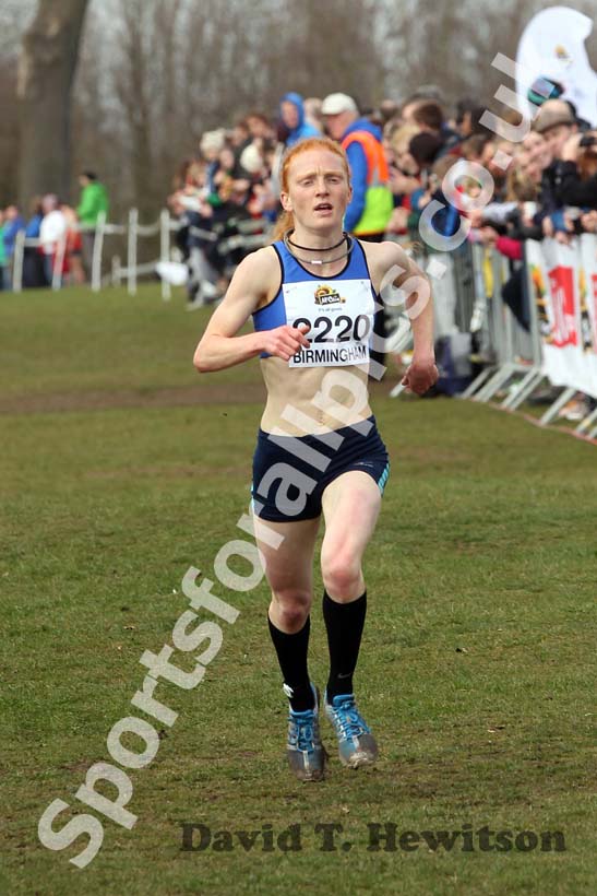 Alex Clay finishing 2nd in the Under-17 Women, McCain Inter Counties Cross Country, Cofton Park, Birmingham.